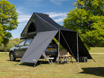 The Cargo 2.0 Tunnel Awning installed at the campsite - Accessories