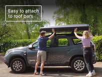 Installing the TentBox Classic. Text overlay reads "Easy to attach to roof bars". [autoplay]